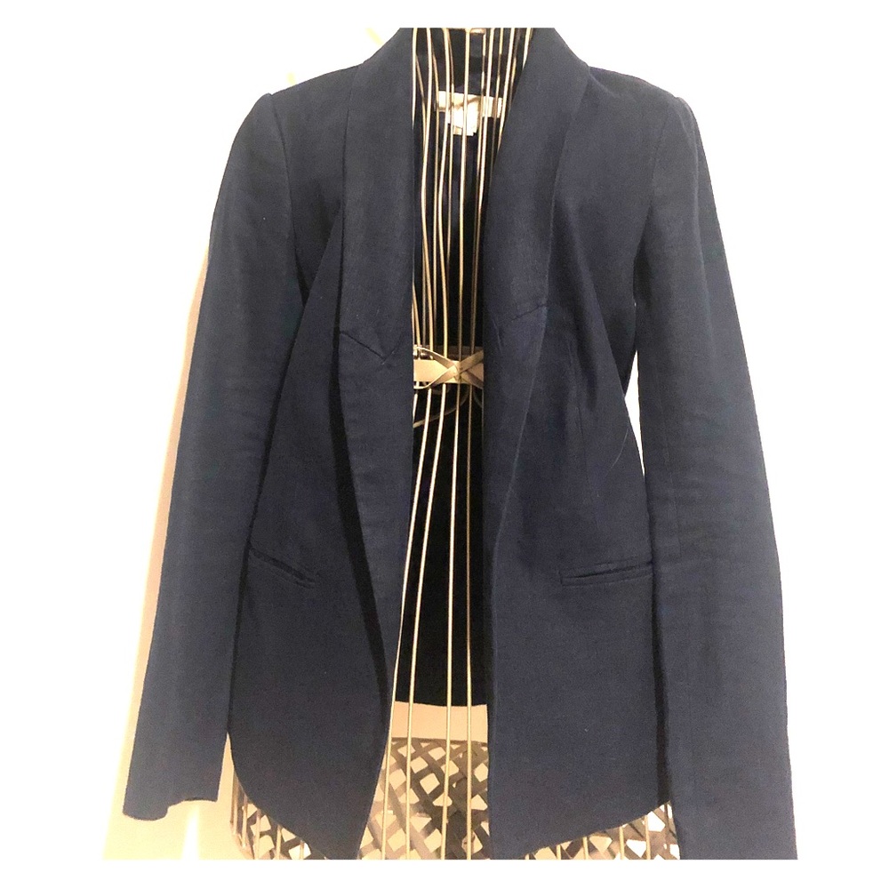 Michael Kors Dark Navy Linen Boyfriend Jacket